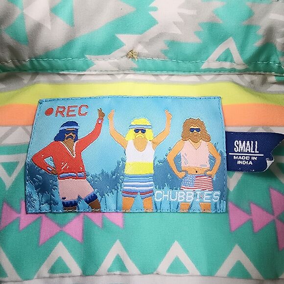 Chubbies Shirt Mens Small En Fuego Wild Short Sleeve Popover Polo Aztec Beach - Picture 2 of 16